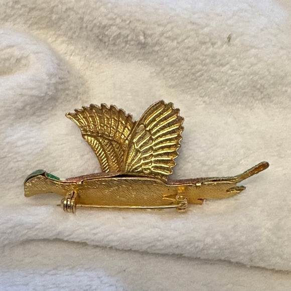 Vintage Colourful Flocked Metal  Pheasant Brooch - Picture 7 of 10